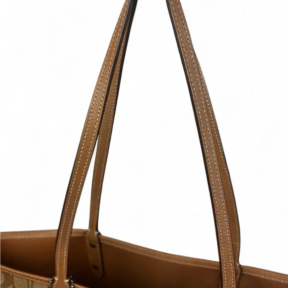 Coach & Keith Haring Monogram Brown Tan Tote Bag with Yellow Barking Dog - Picture 12 of 13